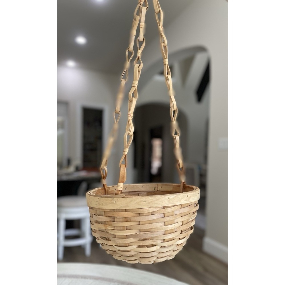 Vintage NOS Wicker Rattan 25" Hanging Planter‎ Basket Boho Cottagecore New